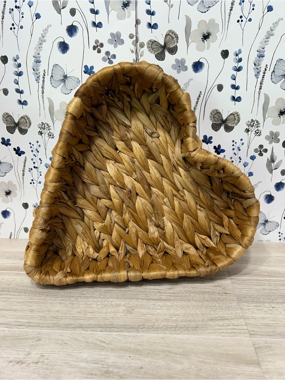 Heart Shaped Woven Basket Natural Fiber Rustic Cottage Decor